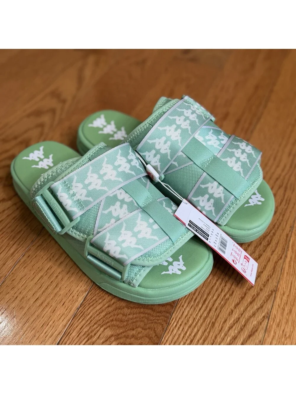 Size US 7 Kappa 222 Banda Mitel 1 Mint Green LT-white-Grey Sandals Unisex Slides